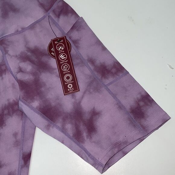 🔥RAG LEGGING SHORT  TIE DYE DEEP MAUVE SZ SMALL new - Picture 3 of 4